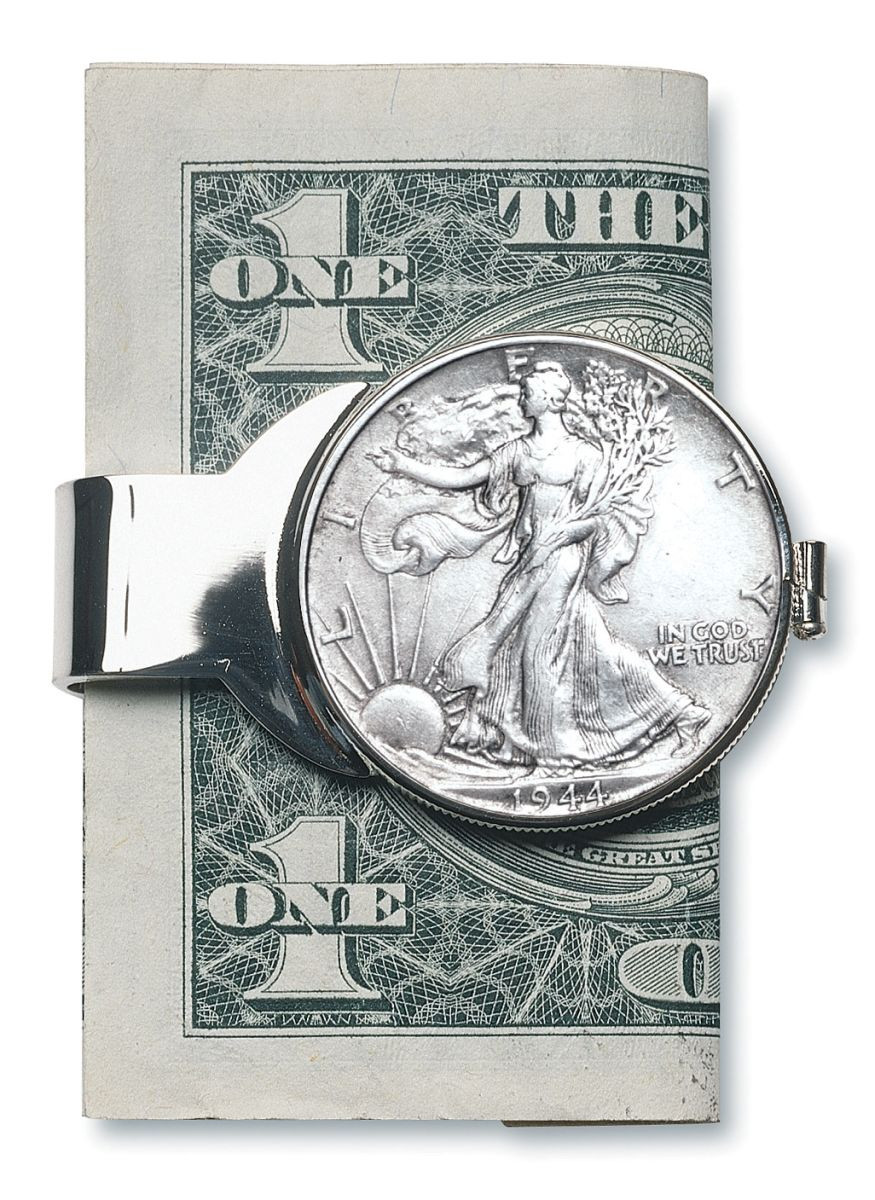 Silver Walking Liberty Half Dollar Money Clip - Actual Authentic