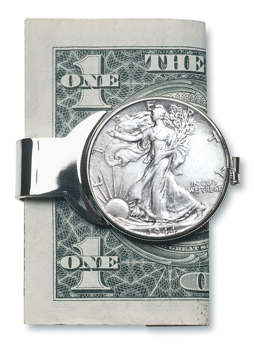 Collector's Silver Walking Liberty Half Dollar Money Clip - Actual Authentic Collectable - Photo Museum Store Company
