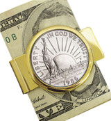 Collector's 1986 Statue of Liberty Commemorative Half Dollar Coin in Goldtone Money Clip Coin Jewelry - Actual Authentic