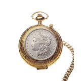 Collector's 100 Year Old Morgan Silver Dollar Pocket Watch - Actual Authentic Collectable - Photo Museum Store Company