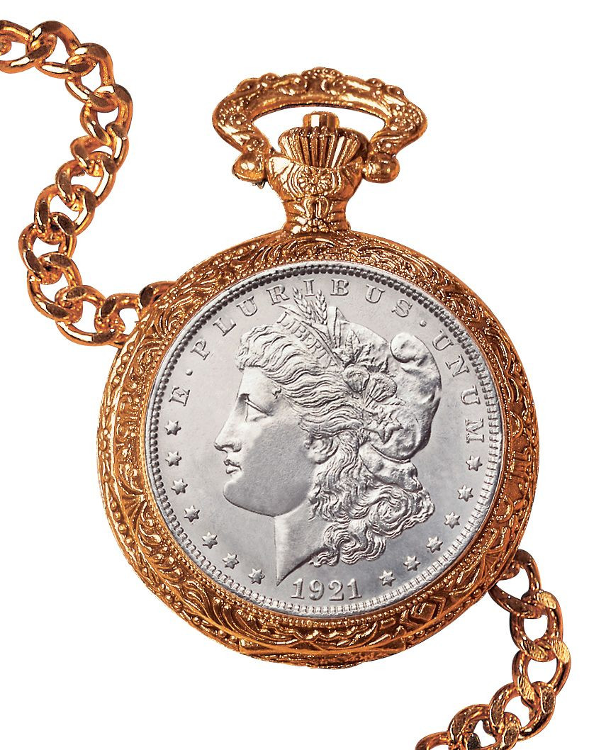 1921 Morgan Silver Dollar Goldtone Coin Pocket Watch Coin Jewelry - Actual  Authentic Collectable | Museum Mint, Historic Numismatics, Coin Collecting