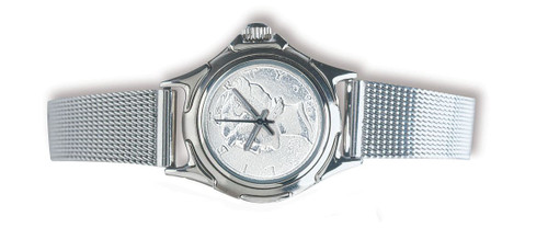 Collector's Silver Mercury Dime Coin Watch with Mesh Band - Actual Authentic Collectable - Photo Museum Store Company