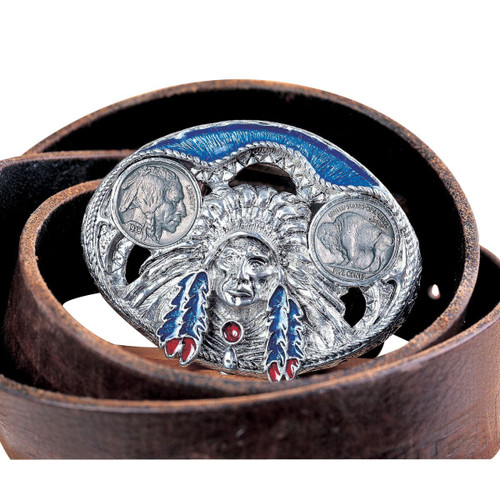 Collector's Buffalo Nickel Enamel Belt Buckle - Actual Authentic Collectable - Photo Museum Store Company