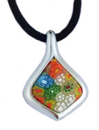 Medieval Venetian Drop Necklace - Murano Glass Pend W/Silk Cord 18" - Photo Museum Store Company