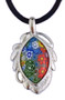 Medieval Venecian Leaf Necklace - Murano Glass Pend W/Silk Cord 18" - Photo Museum Store Company
