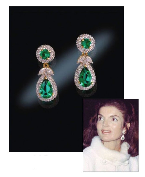 Jacqueline Jackie Kennedy Collection - Emerald Drop Earrings - Photo Museum Store Company