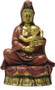 Small Kuan-Yin with Baby Statue, Gold and Red Hand Painted - Photo Museum Store Company