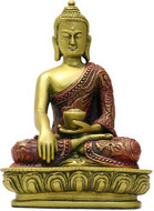 Sakyamuni Buddha, Earth Touching Pose, Gold and Red - Photo Museum Store Company
