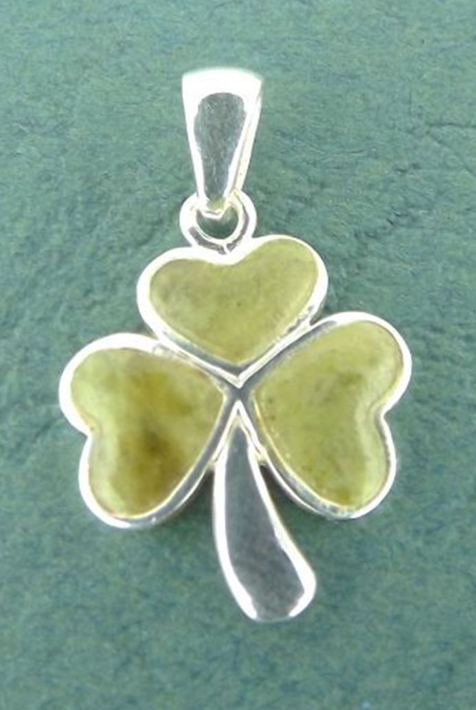 Connemara Marble Silver Shamrock Irish Pendant