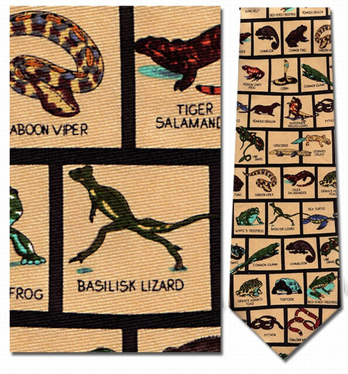 Reptiles In Squares Necktie - Museum Store Company Photo