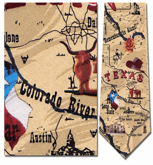 Texas Sites & Map Necktie - Museum Store Company Photo