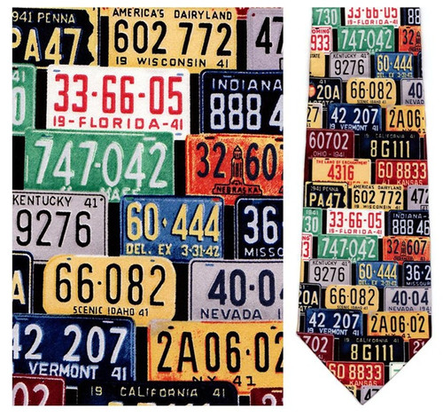 License Plates - Norman Rockwell Necktie - Museum Store Company Photo