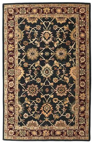 Kashan - Black / Plum Rug : Persian Tufted Collection - Photo Museum Store Company