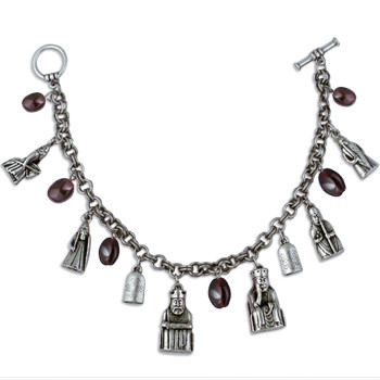 Lewis Chessmen Charm Bracelet, with garnet - Museum Shop Collection - Museum Company Photo