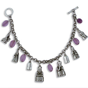 Lewis Chessmen charm Bracelet, with amethyst - Museum Shop Collection - Museum Company Photo