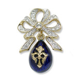 Imperial Bow with Blue Fleur Egg Brooch - Museum Shop Collection - Museum Company Photo