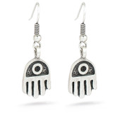 Hamsa Hand Earrings-silver finish - Museum Shop Collection - Museum Company Photo