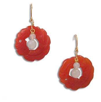 Carved Carnelian Hoop Earring with Jade - Museum Shop Collection - Museum Company Photo