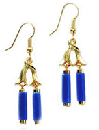Egyptian Lapis Tube Double Drop Earrings - Museum Shop Collection - Museum Company Photo