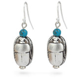 Scarab & Turquoise earrings, silver finish - Museum Shop Collection - Museum Company Photo