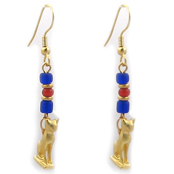 Cat Amulet with Ancient Beads Earrings - Museum Shop Collection - Museum Company Photo