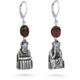 Lewis Chessmen King and Queen earrings, with garnet - Museum Shop Collection - Museum Company Photo