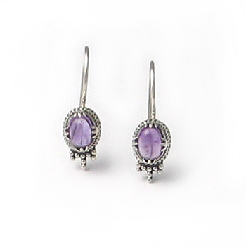 Carolingian Amethyst Earrings, silver finish - Museum Shop Collection - Museum Company Photo