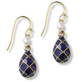 Imperial Blue Argyle Egg Earrings - Museum Shop Collection - Museum Company Photo