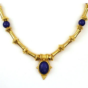 Egyptian Revival Necklace w/Lapis 18" - Museum Shop Collection - Museum Company Photo