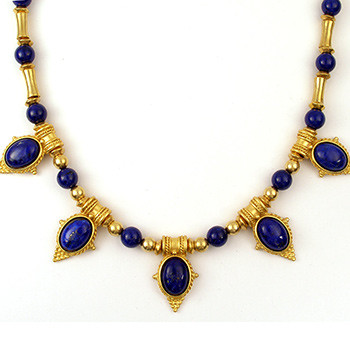 Egyptian Revival Necklace w/Lapis 20" - Museum Shop Collection - Museum Company Photo