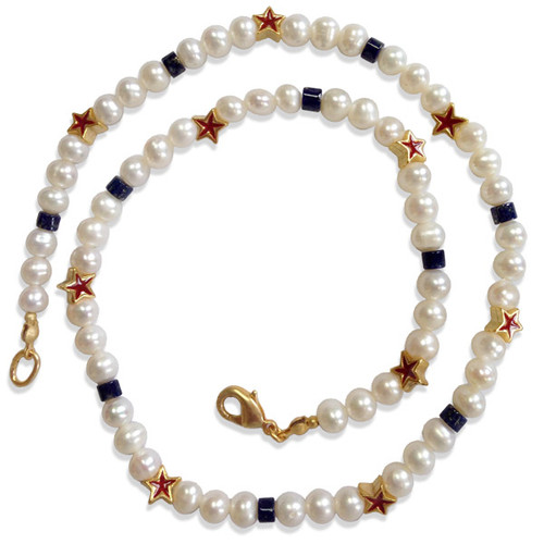 Red Star & Pearl Necklace with lapis - Museum Shop Collection - Museum Company Photo