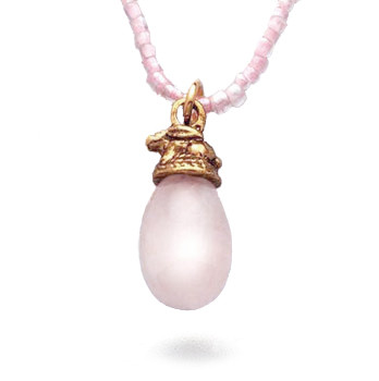 Rabbit with Rose Quartz Egg Pendant - Museum Shop Collection - Museum Company Photo