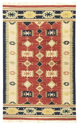 Nara Vista - Brick / Tan Rug : Wool Flat Weave Collection - Photo Museum Store Company