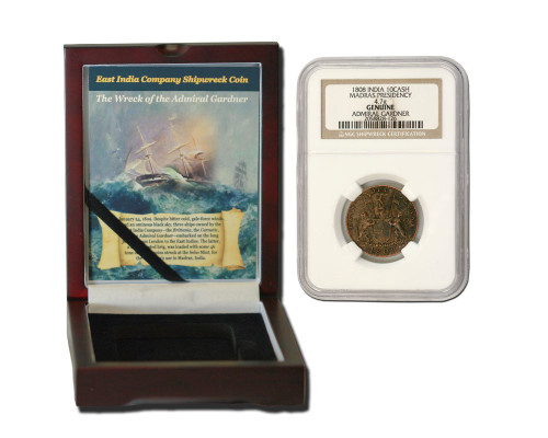 Genuine Admiral Gardner Shipwreck Treasure Coin NGC Certified Slab Box (High grade) : Authentic Artifact - Museum Company Photo
