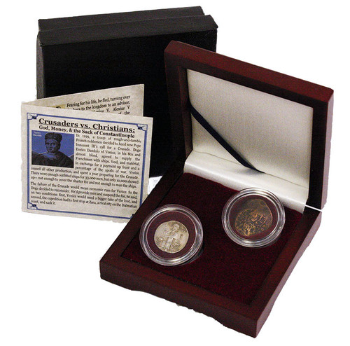 Genuine Crusaders vs. Christians: Box of 2 Coins of the Fourth Crusade  : Authentic Artifact - Museum Company Photo