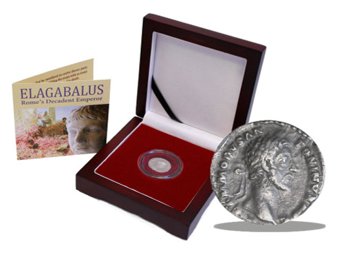 Genuine Elagabalus: Rome's Decadent Emperor, Silver Denarius Box  : Authentic Artifact - Museum Company Photo