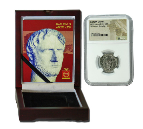 Genuine Gallienus Roman Silver Antoninianus NGC Certified Slab Box (High grade) : Authentic Artifact - Museum Company Photo