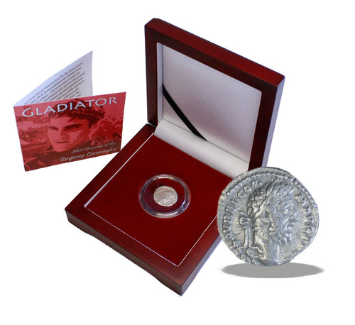 Genuine Gladiator Box: Silver Denarius of the Emperor Commodus  : Authentic Artifact - Museum Company Photo