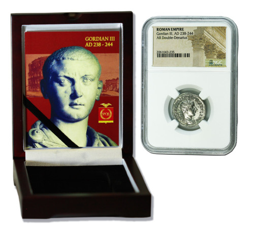 Genuine Gordian III Roman Silver Antoninianus NGC Certified Slab Box (High grade) : Authentic Artifact - Museum Company Photo