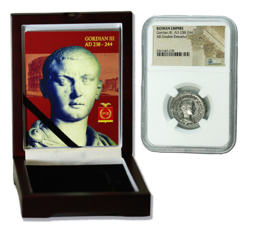 Genuine Gordian III Roman Silver Antoninianus NGC Certified Slab Box (Medium grade) : Authentic Artifact - Museum Company Photo