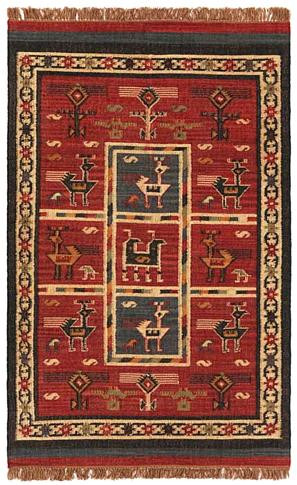 Tribal - Brick / Rust Rug : Wool Flat Weave Collection - Photo Museum Store Company