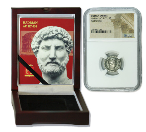 Genuine Hadrian Roman Silver Denarius NGC Certified Slab Box (Medium grade) : Authentic Artifact - Museum Company Photo