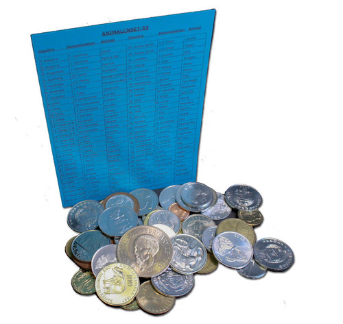 Genuine Set of 55 different Animal Coins from the World : Authentic Artifact - Museum Company Photo