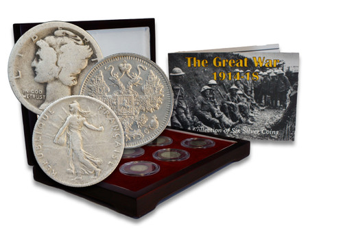 Genuine The Great War Box: 6 Silver Coins from the First World War (WWI)  : Authentic Artifact - Museum Company Photo