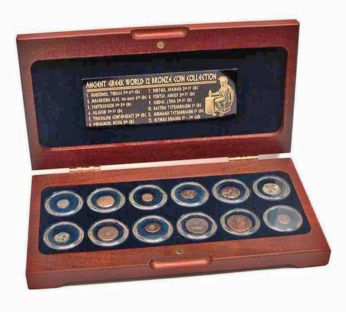 Genuine The Greek World: Box of 12 Bronze Coins from the Time of Ancient Greece  : Authentic Artifact - Museum Company Photo