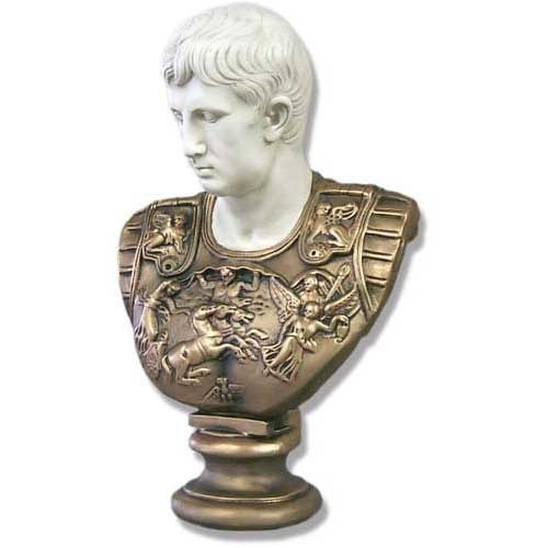 Gaius Julius Caesar Augustus With Armor - Two Tone Bust - Museum Replicas  Collection