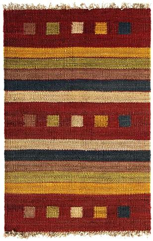 Rambler - Brick / Gold Rug : Hemp Flat Weave Collection - Photo Museum Store Company