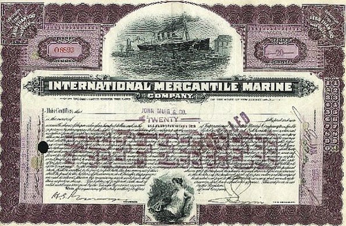 Original Titanic Stock Certificate - FRAMED - Photo Museum Store Company