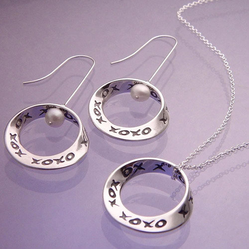 Hugs & Kisses Sterling Silver Earrings - Inspirational Jewelry Photo