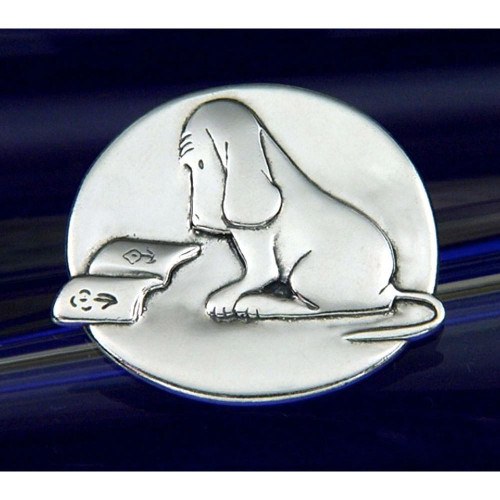 Thurber's Reading Dog Sterling Silver Pin - Inspirational Jewelry Photo